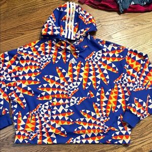 Adidas FARM Rio XL Blue Hoodie with Geometric Patterns